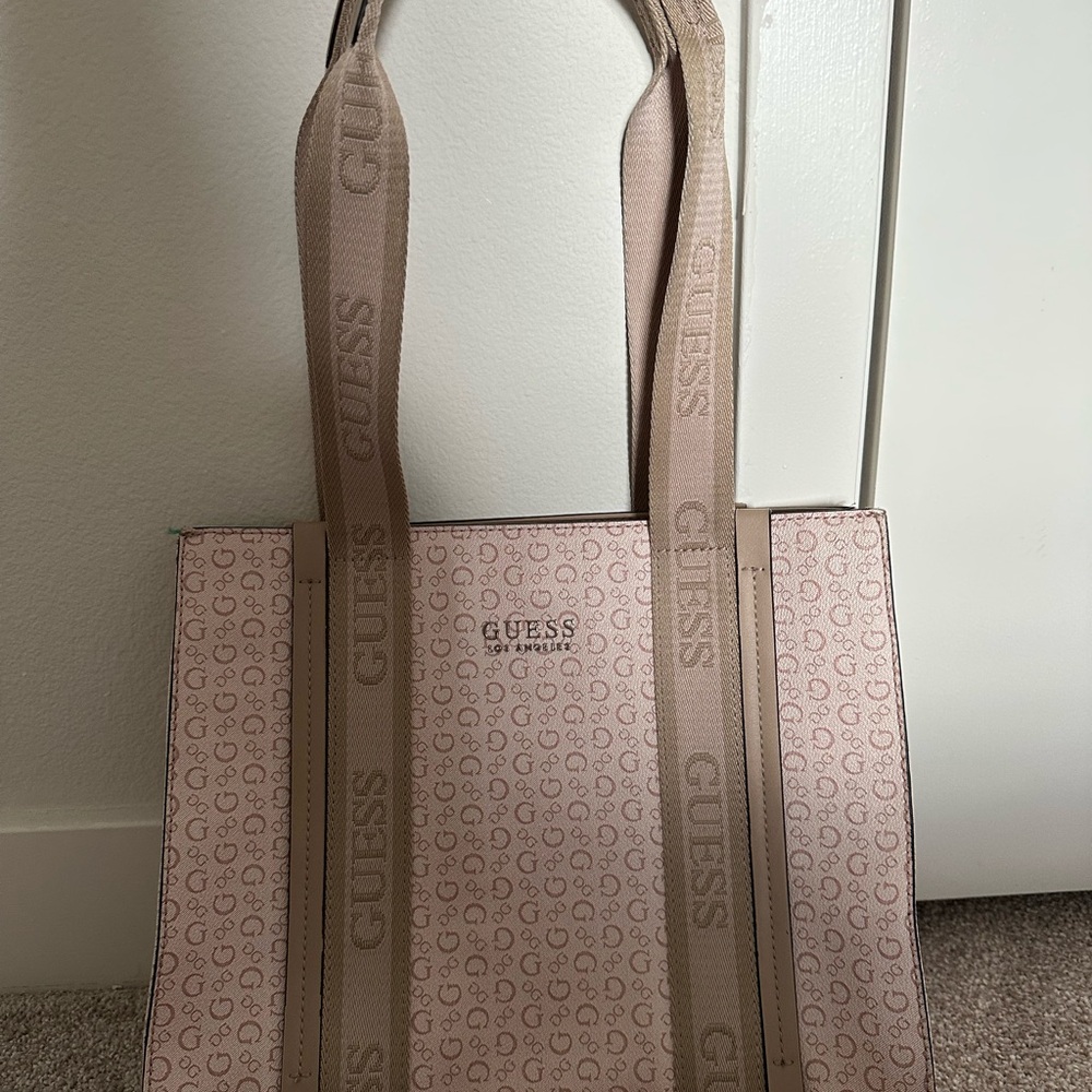 GUESS Light Pink Monogram Tote